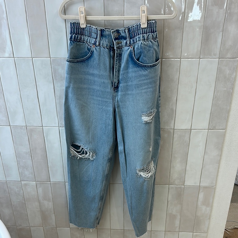 All Saints Blue Boyfriend Jeans Distressed